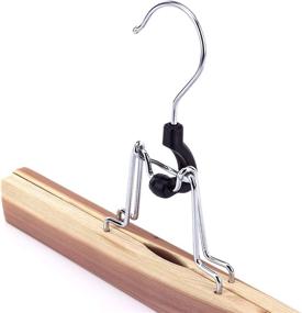 img 1 attached to 👗 High-Quality HANGERWORLD Pack of 10 Cedar Wood Skirt and Pants Hangers with Clamp Clips - 10.6inch