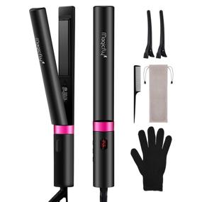 img 4 attached to Magicfly Hair Straightener Flat Iron - Ceramic Tourmaline Ionic Hair Iron for Straightening and Curling with Adjustable Temp, Instant Heat, LCD Display, 360 Swivel Cord - Suitable for All Hair Types (Black)