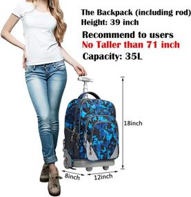 img 3 attached to WEISHENGDA Wheeled Rolling Backpack Students Backpacks