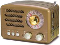 prunus j-160 retro transistor radio: battery operated am fm sw radio with 1800mah li-ion battery - small, rechargeable, portable - supports tf card/aux/usb mp3 player (gold) logo