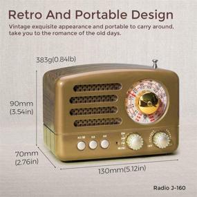 img 3 attached to PRUNUS J-160 Retro Transistor Radio: Battery Operated AM FM SW Radio with 1800mAh Li-ion Battery - Small, Rechargeable, Portable - Supports TF Card/Aux/USB MP3 Player (Gold)