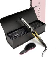 💇 titanium hair curler wand styler - miracomb with 5 temperature settings, 1.25+ inch large barrel, cool touch tip & auto shut off - create stunning big curls & waves (gold) logo