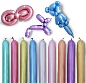 img 4 attached to 100PCS MIUMIUQUE Metallic 260Q Long Balloons - DIY Latex Balloons for Balloon Animals, Twisting, and Party Decorations