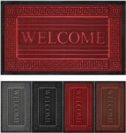 non-slip heavy duty rubber backing welcome door mat - 30x17 inches - easy clean, absorbent, waterproof outdoor doormat for home entrance logo