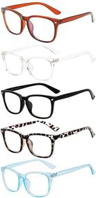 img 2 attached to 👓 5-Pack Blue Light Blocking Reading Glasses for Women and Men - Square Nerd Eyeglasses Frames for Men Readers, Anti UV Ray Fashion