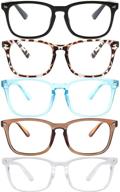 👓 5-pack blue light blocking reading glasses for women and men - square nerd eyeglasses frames for men readers, anti uv ray fashion logo