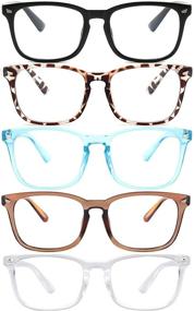 img 4 attached to 👓 5-Pack Blue Light Blocking Reading Glasses for Women and Men - Square Nerd Eyeglasses Frames for Men Readers, Anti UV Ray Fashion