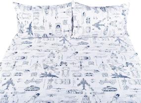 img 2 attached to J-pinno Full Sheet Set for Kids - Cars Tank Helicopter Military Transport Vehicles Theme Bedding with 100% Cotton Material and Two Pillowcases Included