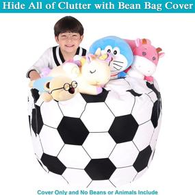 img 3 attached to 🧺 Organize and Declutter with ABFace Soccer Bean Bag Chair for Kids – Large Stuffed Animal Storage Solution with Zipper, Canvas Cover Only