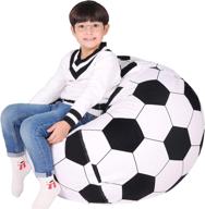 🧺 organize and declutter with abface soccer bean bag chair for kids – large stuffed animal storage solution with zipper, canvas cover only logo