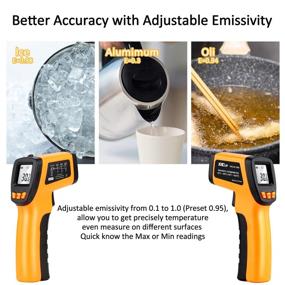 img 1 attached to 🌡️ Self-Calibrating Digital Infrared Laser Thermometer -58°F to 1022°F (-50°C to 550°C), Non-Contact IR Temp Gun for Kitchen Cooking, Automotive, HVAC and Industry with Backlit Display