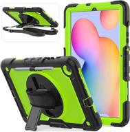📱 herize samsung tab s6 lite case 2020: kid-friendly protective cover with screen protector, pen holder, stand, and hand strap in green logo
