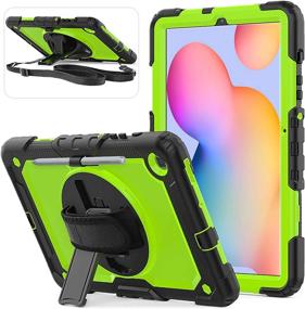 img 4 attached to 📱 Herize Samsung Tab S6 Lite Case 2020: Kid-Friendly Protective Cover with Screen Protector, Pen Holder, Stand, and Hand Strap in Green