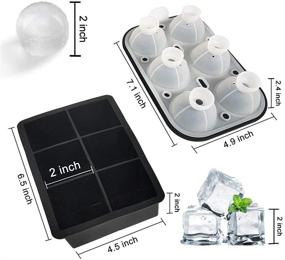 img 3 attached to 🧊 Premium Silicone Ice Cube Molds 2 Pack - Large Square & Whiskey Ice Ball Maker Trays With Lid for Cocktails, Bourbon - Durable, Reusable Ice Cube Trays