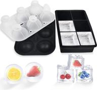 🧊 premium silicone ice cube molds 2 pack - large square & whiskey ice ball maker trays with lid for cocktails, bourbon - durable, reusable ice cube trays logo