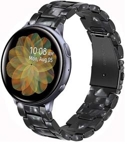 img 4 attached to 📲 Premium Resin Band for Samsung Galaxy Watch 42mm/ Galaxy Active 40mm/ Active 2 40mm & 44mm - Black Grey