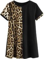 👗 floerns women's colorblock leopard patchwork tee dress - short sleeve round neck logo