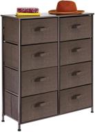 🗄️ efficient mdesign storage dresser furniture unit - 8 slim drawer removable fabric bins - espresso brown for bedroom, office, living room, and closet logo