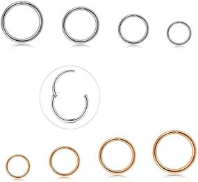 img 4 attached to 🔗 Jstyle 8 Pieces 16G Stainless Steel Hinged Clicker Segment Nose Rings Hoop Helix Cartilage Daith Tragus Sleeper Earrings 6-12MM - Enhanced for SEO