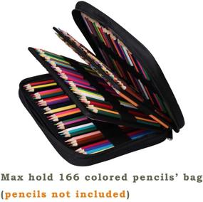 img 1 attached to 🖋️ JAKAGO 166 Colored Pen Organizer Bag: Waterproof Pencil Case for Marker, Gel Pen, Highlighters, Watercolor Pen, Brushes – Big Capacity Carrying Pen Holder (Black)