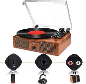 img 1 attached to 🎵 Vintage Phonograph Record Player with Bluetooth, Built-in Speakers, USB, and 3 Speeds for Entertainment and Home Decoration