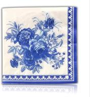 🌸 blue floral decorative paper napkins for wedding birthday dinner lunch, 20 count - 2-ply beverage cocktail napkins logo