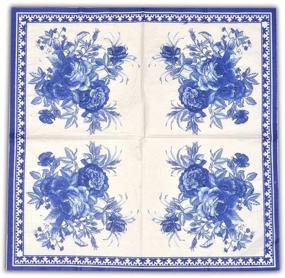 img 3 attached to 🌸 Blue Floral Decorative Paper Napkins for Wedding Birthday Dinner Lunch, 20 Count - 2-Ply Beverage Cocktail Napkins