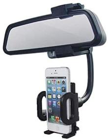 img 3 attached to JORCEDI 360° Swivel Universal Car Rearview Mirror Mount Stand Cradle Clip Grip for iPhone, Samsung, HTC, GPS, and other Smartphones