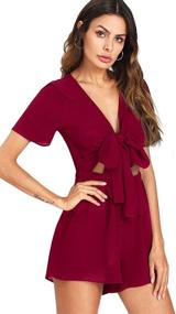 img 1 attached to 👗 SweatyRocks Women's V-Neck Tie-Front Short Romper Jumpsuit Playsuit - Stylish & Sexy