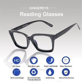 img 3 attached to 👓 Stylish Oversized Reading Glasses for Women: 2-Pack GINGEREYE Retro Oprah Style with Blue Light Blocking & Anti-Glare, +1.0 Power, Spring Hinge