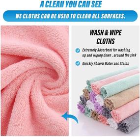 img 1 attached to 18 Pack of Microfiber Cleaning Cloths - Super Absorbent 10 × 10 Inch Reusable Rags, Premium Dish Cloths, Coral Fleece Towels, Nonstick Oil Washable & Fast Drying (Multicolor)