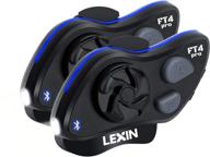 🎧 lexin ft4 pro 4-way motorcycle bluetooth headset with integrated headlamp & sos mode, superior audio, helmet intercom communication system - type-c quick charge - 2pcs logo