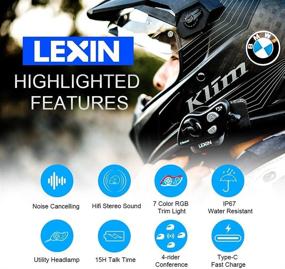 img 2 attached to 🎧 LEXIN FT4 Pro 4-Way Motorcycle Bluetooth Headset with Integrated Headlamp & SoS Mode, Superior Audio, Helmet Intercom Communication System - Type-C Quick Charge - 2pcs