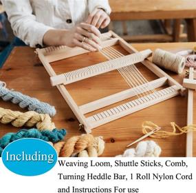 img 2 attached to Weaving Loom Kit: 15.2-inch Height x 9.85-inch Width Wooden Tapestry Looms, Warp Frame Loom Heddle Bar for Weave Board, Ideal for Tapestry Weaving, Beginners, and Kids
