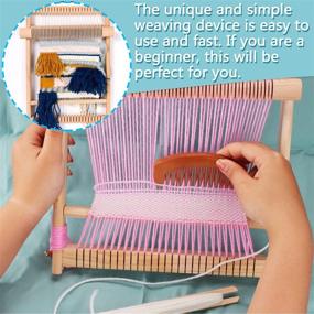 img 1 attached to Weaving Loom Kit: 15.2-inch Height x 9.85-inch Width Wooden Tapestry Looms, Warp Frame Loom Heddle Bar for Weave Board, Ideal for Tapestry Weaving, Beginners, and Kids