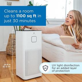 img 3 attached to Medify MA-50 Air Purifier - H13 True HEPA Filter, UV, 1100 sq ft Coverage - Smoke, Dust, Odor, Pet Dander Remover - Quiet 99.9% Removal to 0.1 Microns - White, 1-Pack