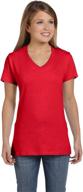 🔴 xs athletic red ladies' 100% ringspun cotton nano-t® v-neck t-shirt | 4.5 oz. lightweight and soft logo