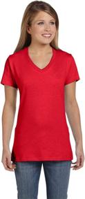 img 4 attached to 🔴 XS ATHLETIC RED Ladies' 100% Ringspun Cotton nano-T® V-Neck T-Shirt | 4.5 oz. Lightweight and Soft