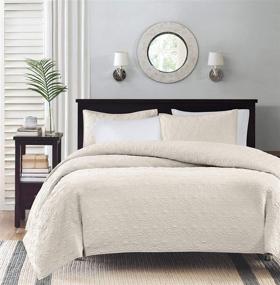 img 4 attached to 🛏️ Madison Park Quebec Coverlet Quilted Cotton Fill Mini Set - King/Cal King Size, Ivory: A Perfect Addition to Your Bedroom!