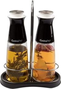 img 1 attached to 🍶 Premium Glass Infuser Bottle Dispenser Set of 2: Olive Oil & Vinegar - Enhanced Infusion, Clean Pouring, Storage Rack, Recipes Included