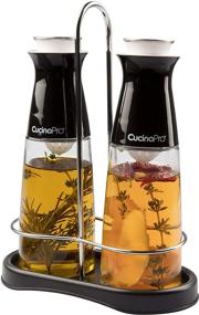 img 2 attached to 🍶 Premium Glass Infuser Bottle Dispenser Set of 2: Olive Oil & Vinegar - Enhanced Infusion, Clean Pouring, Storage Rack, Recipes Included