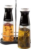 🍶 premium glass infuser bottle dispenser set of 2: olive oil & vinegar - enhanced infusion, clean pouring, storage rack, recipes included logo