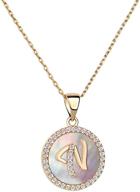 🌟 moiom teen girls jewelry: 14k gold-plated alphabet pendant necklace with double-sided round disc, adjustable & adorned with pave cubic zirconia; a to z disc alphabet; symbolic necklace for meaningful & cute styling logo