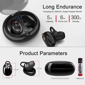 img 3 attached to 🎧 Ultimate Mini Wireless Bluetooth Earbuds: Invisible Noise Cancelling Headphone for Business & Sports - with Mic, Magnetic Charger Case - iOS Android Compatible!