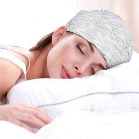 img 1 attached to 4-Pack Satin-Lined Sleep Cap with Elastic Band - Hair Cover Bonnet, No Fading - Adjustable Slouchy Beanie Night Sleeping Cap for Women & Girls with Frizzy Hair - 4 Colors (Black, Grey, Royal Blue, Navy Blue)