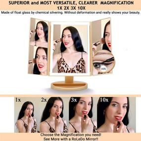 img 2 attached to RoLeDo LED Trifold Makeup Vanity Mirror with 2X/3X/10X Magnification, 36 Lights, Touch Screen & Portable Design - Animal Print. Ideal Gift for Women and Girls, Perfect for Cosmetic Use.