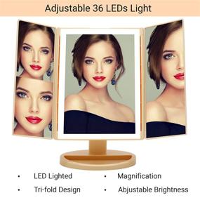 img 3 attached to RoLeDo LED Trifold Makeup Vanity Mirror with 2X/3X/10X Magnification, 36 Lights, Touch Screen & Portable Design - Animal Print. Ideal Gift for Women and Girls, Perfect for Cosmetic Use.