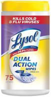 lysol dual action disinfecting wipes: citrus scent, 75 ct - powerful cleaning and germ-killing solution logo