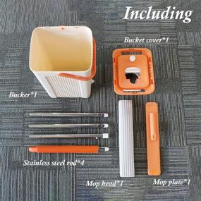 img 3 attached to 🧽 Learja Sponge Mop with Single Bucket Self-Wringer and Cleaning, Ultra-Absorbent Mop with Extendable Handle, Compact Floor Mop Pail with Easy Storage (Orange Bucket + Yellow Mop Head)