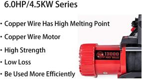 img 1 attached to 🧗 13000Lbs Electric Winch with Synthetic Rope - Off-Road Recovery Kit for Truck/4×4/Jeep (13000Lbs/5896kg, Red)